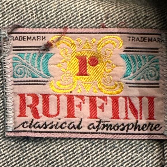 Vintage Ruffini Women’s Size Medium Acid Washed Jean Jacket Unique PocketSleeves - Picture 10 of 10